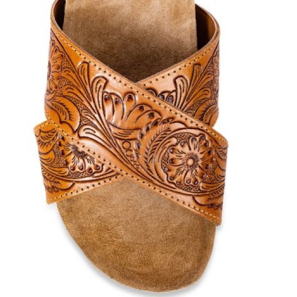 New Release Amazing Myra Bag Handmade Tooled Genuine Leather Spring Sandals - Picture 9 of 11